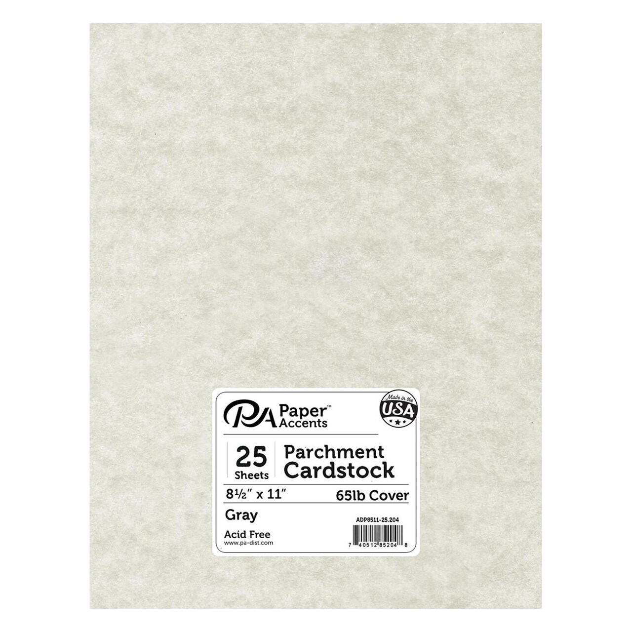 PA Paper Accents Parchment Cardstock 8.5" x 11" Gray, 65lb colored cardstock paper for card making, scrapbooking, printing, quilling and crafts, 25 piece pack